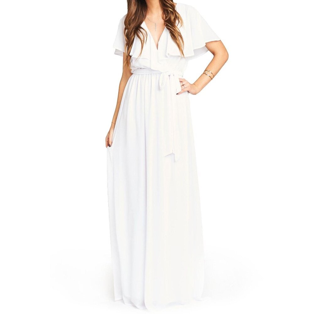 Show Me Your Mumu white wedding cake Audrey ruffle maxi dress small MSRP 198